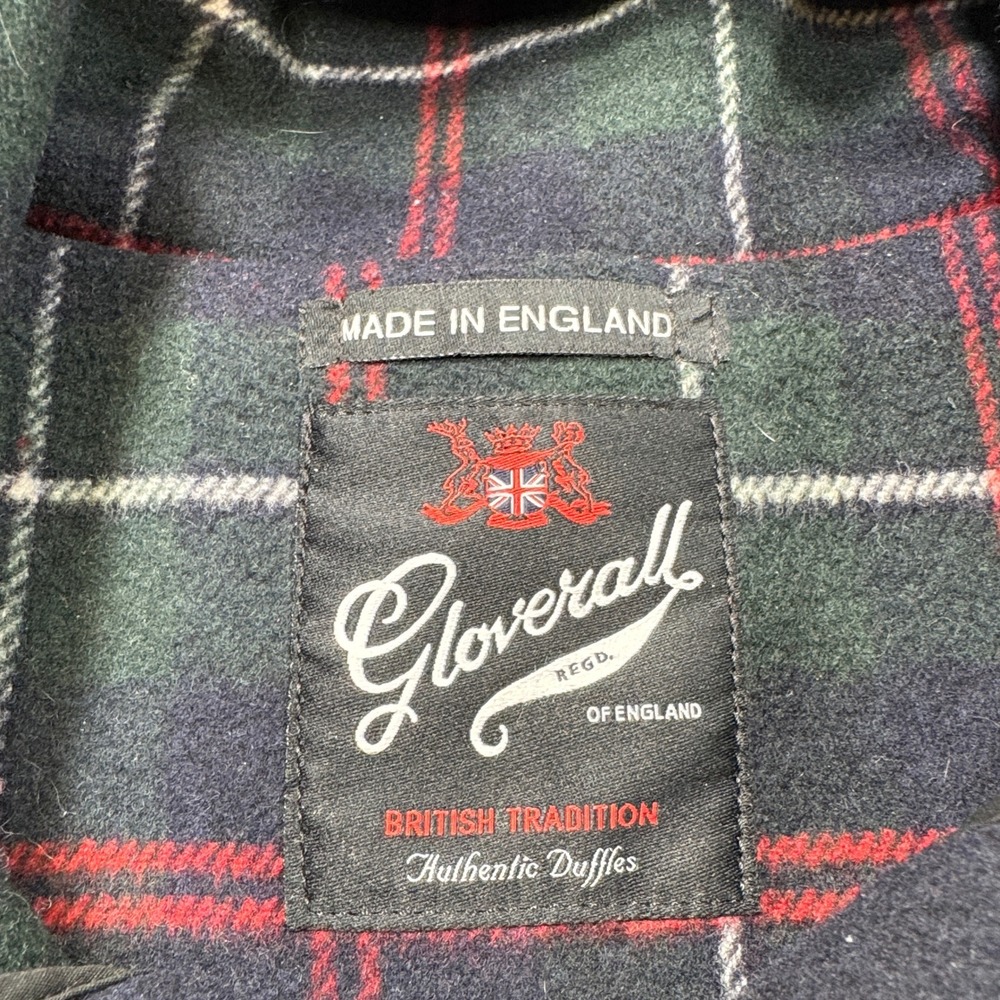 Gloverall Duffle Coat Mens S Navy Blue Wool Plaid Lined Toggle Hooded England - Picture 7 of 7